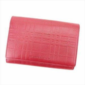 Burberry Wallet Purse Trifold Red Leather Woman U… - image 1